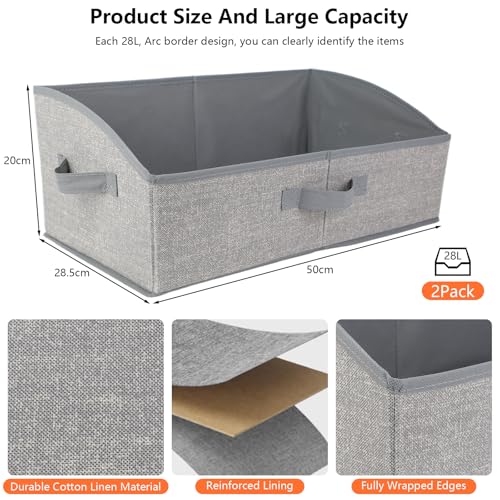 AiQInu Aufbewahrungsbox 2 Stück mit Griffen 28L,Faltbare Aufbewahrungskorb stoff 50x28.5x20cm,Großer Körbe Aufbewahrung… – Ansicht 3