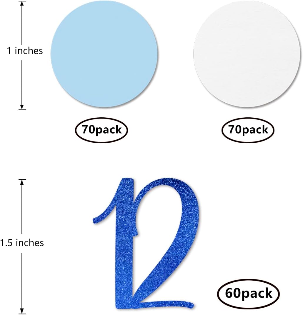 Blue Glitter 12 Confetti, 12th Birthday Number Confetti, 200pcs Anniversary Party Table Decoration Supplies