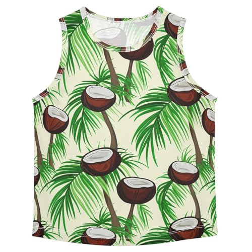 Coconut Palm Fronds Ivory Boys Tank Tops Toddler Sleeveless Tank Top Undershirts for 3-15 Years,3T
