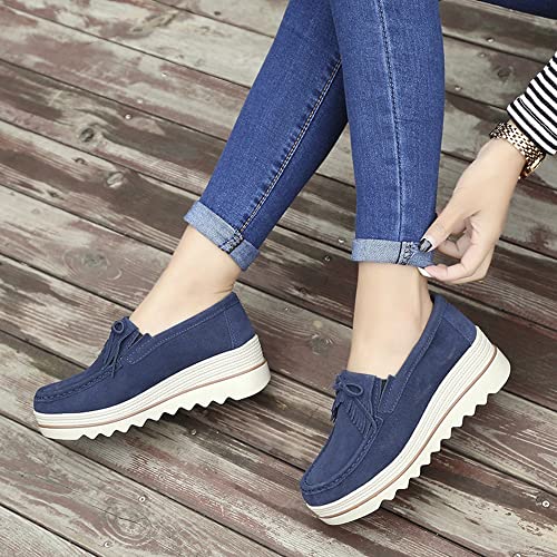 Image of YING LAN Women Slip On Loafers Comfort Suede Moccasins Wide Low Top Shoes