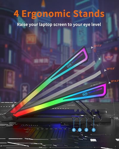 AICHESON Gaming RGB Laptop Cooler Pad with 9 Fans for 15.6 17 17.3 18 Inch Heavy Laptops, Quiet Computer Cooling Stand, Blue - Image 5