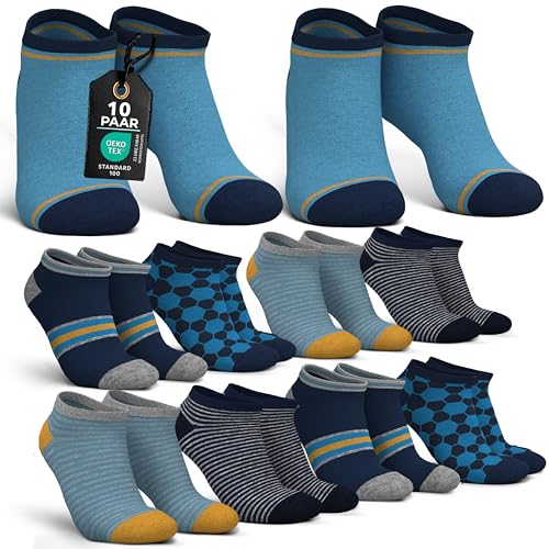 MEDOLY Kinder Sneaker Socken (10 Paar) mit 72% Baumwolle, für Mädchen & Jungen - Kurze Kindersocken