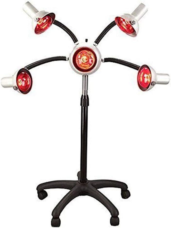 5 Head Infrared Light Heat Therapy Red Lamp Salon Hair Steamer Perming Dyeing Adjustable Height Machine with Rolling Wheels