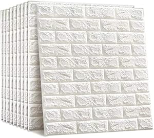 Abyssaly 3D Peel and Stick Wall Panels Stickers PE Foam Self-Adhesive Wallpaper DIY Modern Style for Living Room Smoothing (1 pc of 70 x 77 CM) (4, White-Brick)