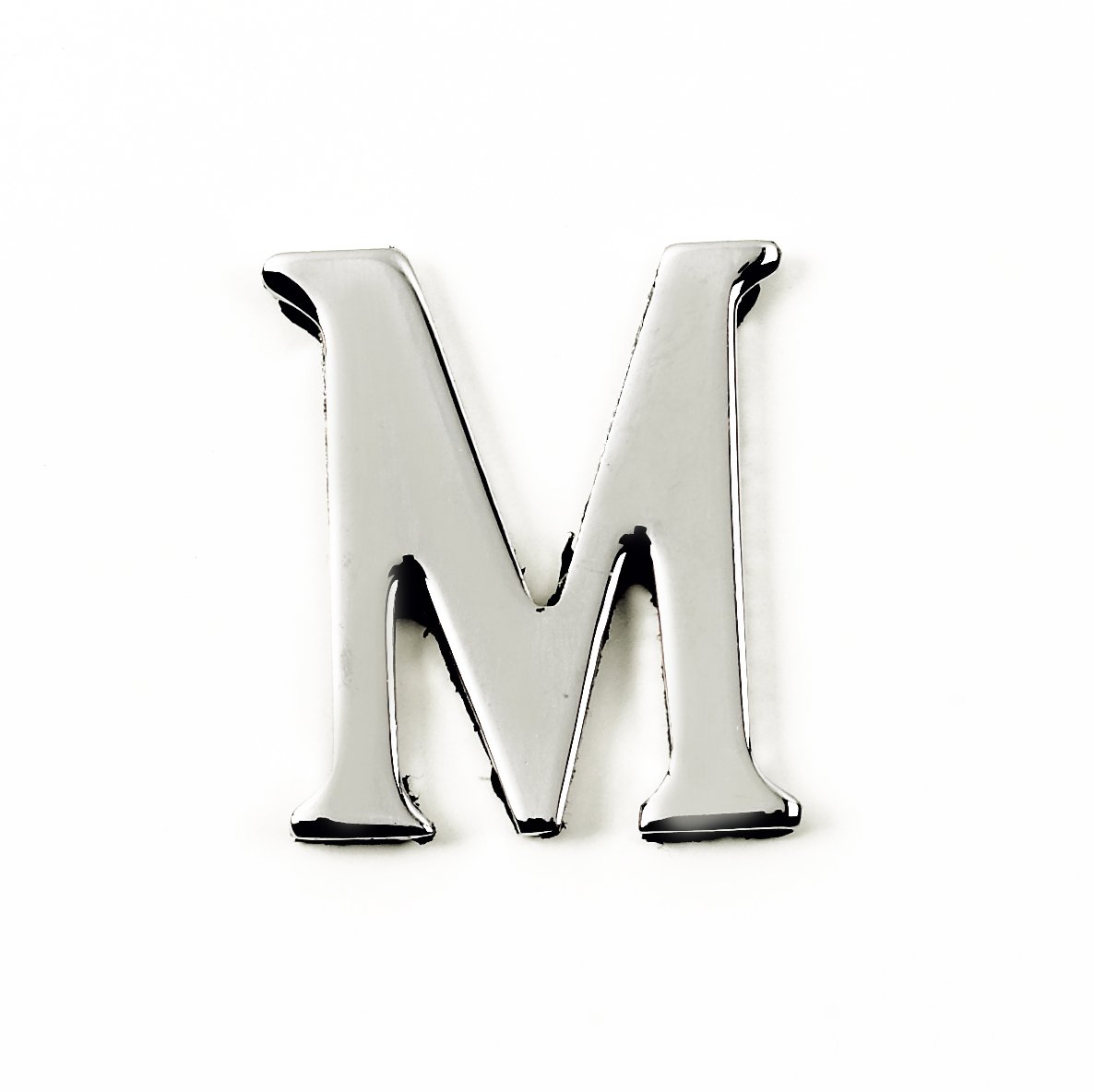 Black Country Metal Works 1.5-2 Inch Self Adhesive Solid Brass Numbers & Letters Chrome Finish (M)