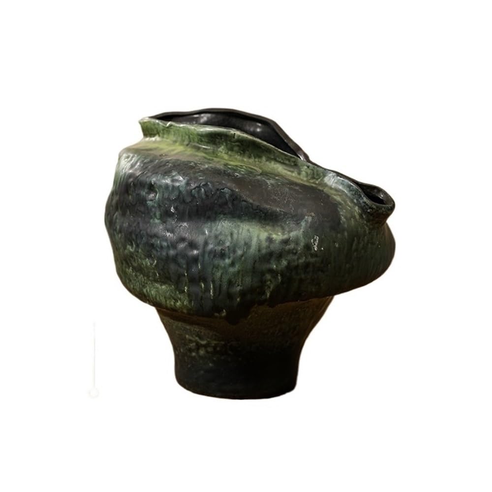 HLHLOP777 Flower Pot Chinese Retro Ceramic Plant Basin Jingdezhen Coarse Flower Ware Creative Art Ornament House Plants, Succulents, Flowers(Green)