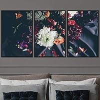 3 Piece Framed Canvas Wall Art Assorted Blossoms Canvas Prints Home Artwork Decoration for Living Room,Bedroom - 16