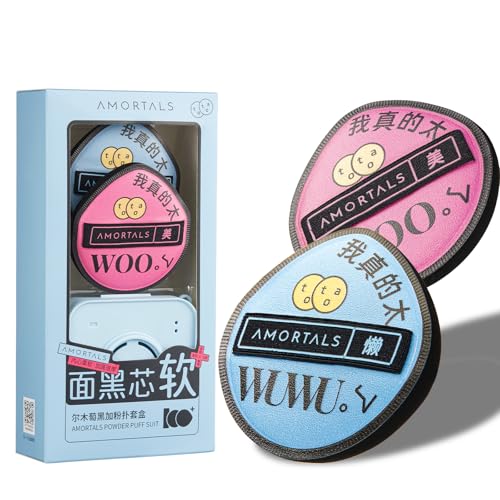 AMORTALS 2Pcs Teardrop Makeup Sponges Cushion Puff with Travel Case