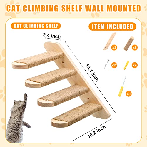 Escalera para gatos de pared de madera, 2 unidades miniatura 2