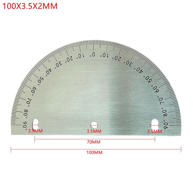 1 Piece Semicircular Dial Stainless Steel Angle Dial 180 Degree Protractor Round Accessories 100MM 200MM Measurement Tools (100X3.5X2MM)