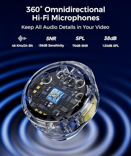 Image of Wireless Lavalier Microphone for iPhone & Android Phones, Noise Reduction & Hi-Fi Audio & 24H Duration & 50M Range, Clips-on Magnetic Lapel Mic for Video Recording /Live Stream /Vlog /Podcast /Interview