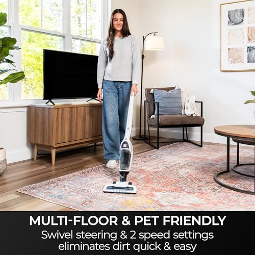 Image of Kenmore 200 Series DS2000 Cordless Stick Vacuum Lightweight Cleaner 2-Speed Power Suction LED Headlight 2-in-1 Handheld for Hardwood Floor, Low Pile Carpet & Pet Hair