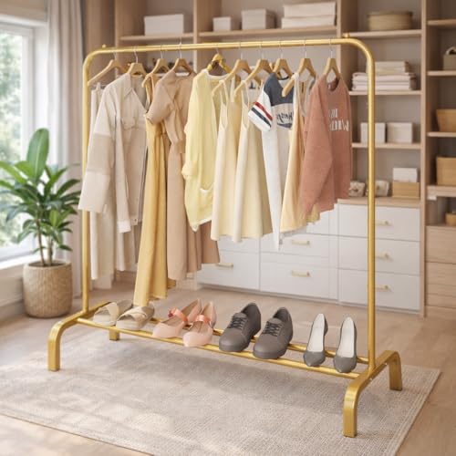 Image of Strassis Design Metal Plastic Wardrobe for Kids-Cupboard for Clothes, Almirah for Clothes, Baby Collapsible Wardrobe, Multi-Purpose Kids Storage Rack for Home Books,Toy,Living Room -Golden