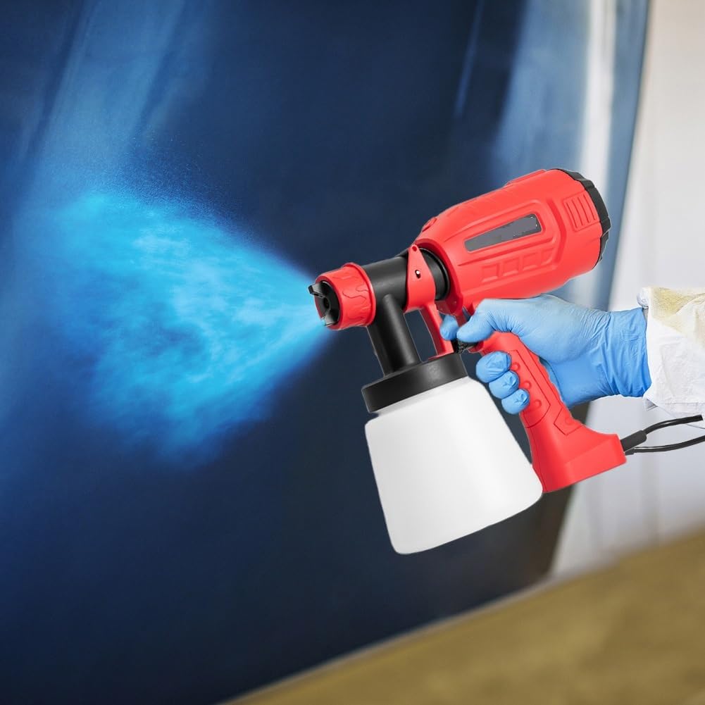 Pistolet do malowania, 500W Elektryczny Pistolet Natryskowy 1000ML Gospodarstwa Domowego Rozpylacz Farby Kontrola Przepływu Łatwe Natryskiwanie Regulowana Dysza Do Mebli/Ścian/Płotów(500w 0.8l)