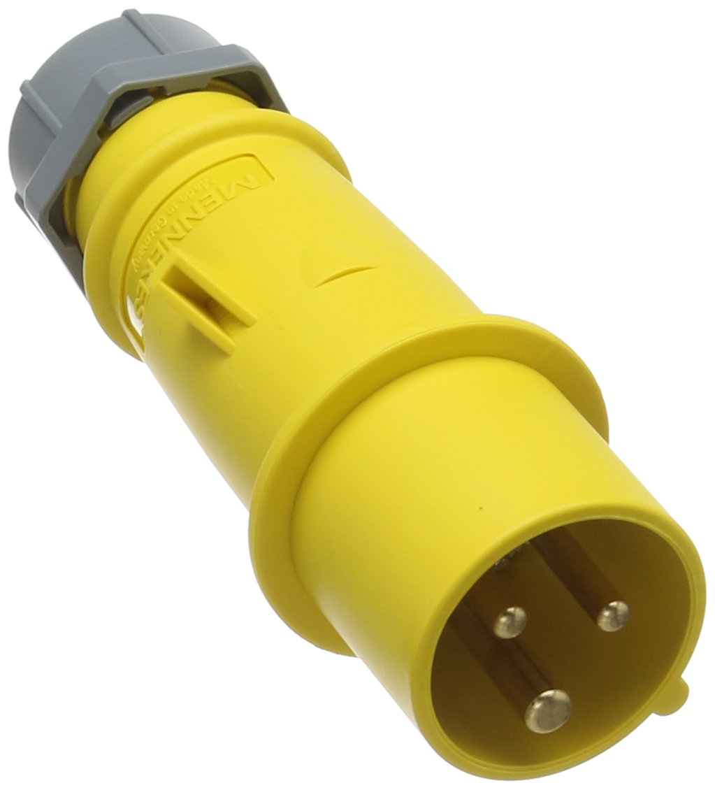 MENNEKES247 AMV-TOP Single Part Body Plug, IP 44 Protection, 4 hours Earth Position, 3 Pole, 16 A Current, 110V, Yellow