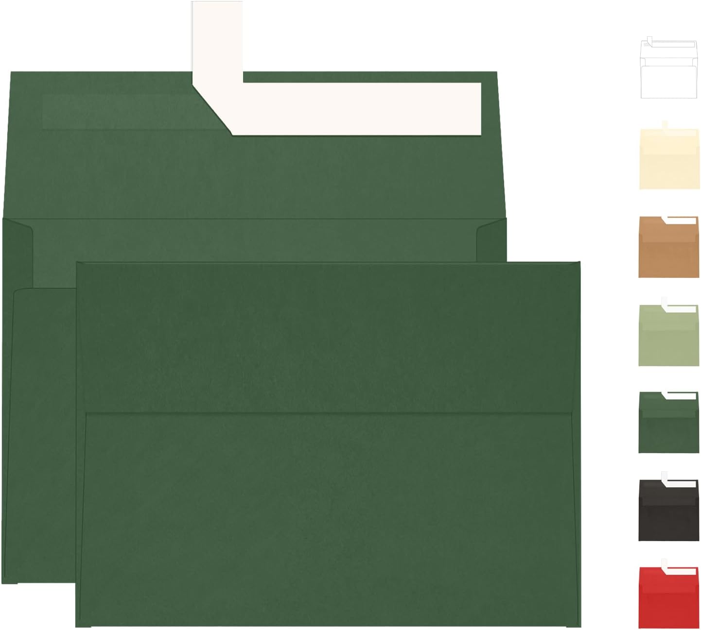 100 Pack Dark Green Envelopes 5x7, Goefun A7 Self Seal