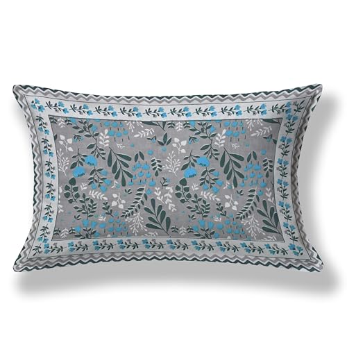 Image of 100% Cotton Single Bedsheet with 1 Pillow Cover | 240 TC Pure Cotton Flat Bed Sheet | Traditional Jaipuri Printed Bedding Set | Soft & Breathable | 60 x 90 Inch (Rangmahal Single 23)