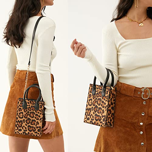 Bolso mini tote de hombro con estampado de leopardo miniatura 3