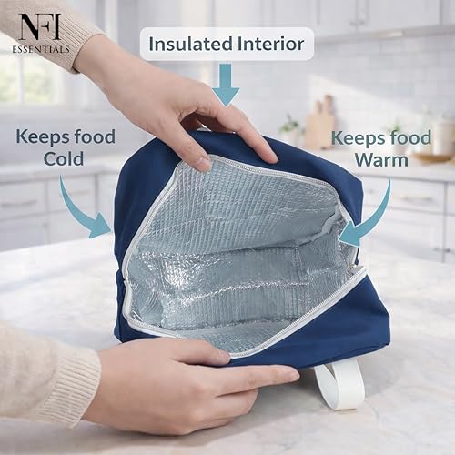 Image of NFI essentials Insulated Lunch Bag for Men Women Large Tiffin Carry Bag Travel Lunch Box Organizer for Office, School, College, Leak-Proof Lunch Cooler Bag
