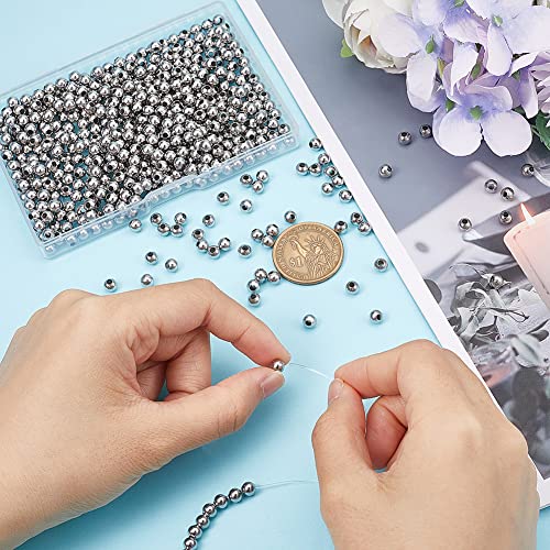 UNICRAFTALE About 500pcs 5mm Diameter Hole 304 Stainless Steel Round Seamed Beads Smooth Round Loose Beads Tiny Metal Hollow Crimp Bead for Jewelry Bracelets Necklace DIY Making Crafts - Image 2