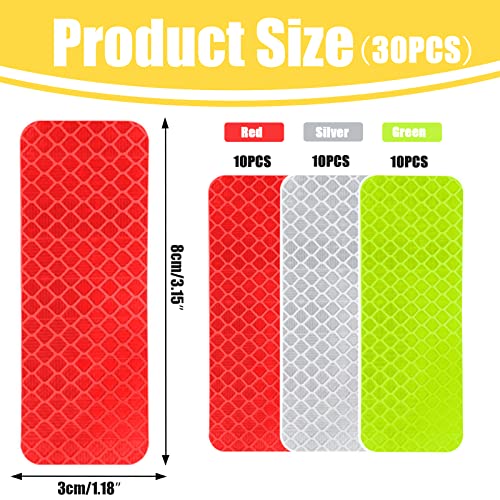 30 Pcs Safety Reflective Stickers | Diamond Prise Wide Angle, Sliver Yellow Red Reflective Tape Outdoor Waterproof For Bikes Vehicle Motorcycle Trailer Helmet Driveway Mailbox Reflector Tape #TOP2