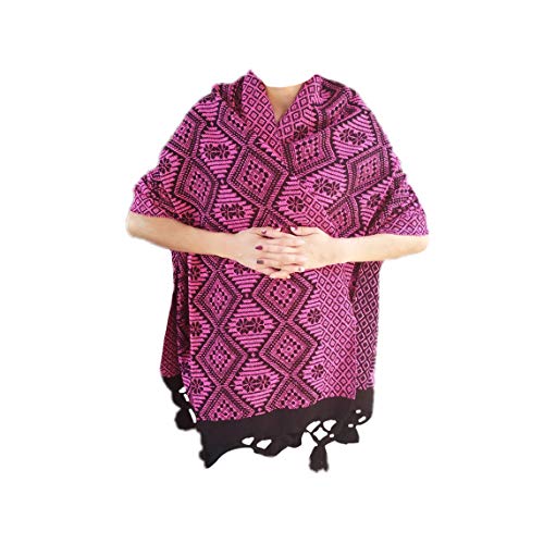 Canguros Y Fulares, Book Rebozo Grueso Artesanal (Rosa Mexicano, Floreado)