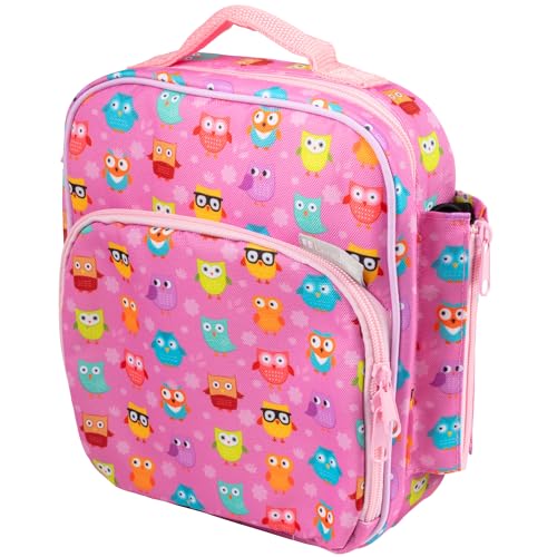 Insulated Lunch Box w Snack Pocket & Water Bottle Holder- Girls or Kids School Lunchbox Tote Keeps Food Hotter or Colder Longer- Reusable Bag Fits Most Bento Boxes Ice Packs Nesting Containers - Owl