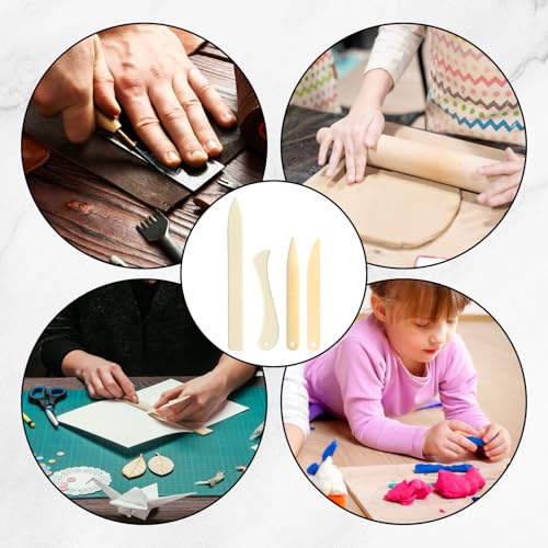 OhebEsx Falzbein für Papier, 8-teiliges Buchbinder Set Mit Geraden & Gebogenen Falzmessern, Imitiertes Knochenmaterial, Ideal Für Buchbinden Papierverarbeitung Kreativprojekte