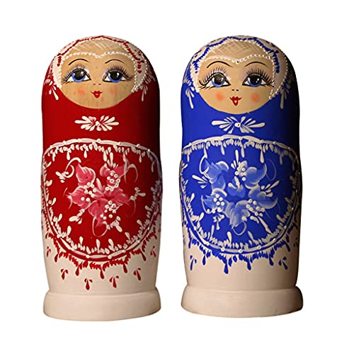 QQWW Matrioskas Bonecas de nidificação russa 10 peças conjunto feito à mão Matryoshka boneca quebra-cabeças Nesting brinquedo de aniversário de Halloween presente (cor: A)