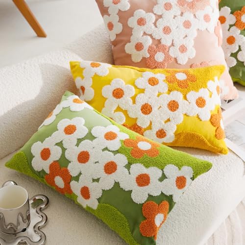 Housses de coussin en velours de qualité supérieure à marguerites