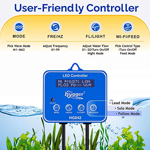 Image of hygger Strong Wave Maker For Aquarium Magnetic DC Powerhead Adjustable Fish Tank Circulation Pump with Guard Controller for 75-220 Gallon Freshwater Saltwater 3400 GPH