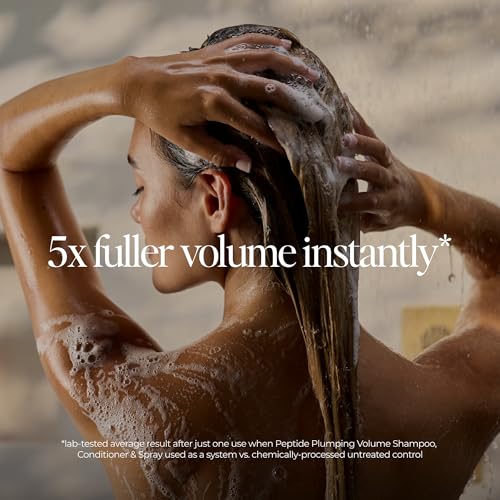 Image of LolaVie Peptide Plumping Volume Conditioner - 24 oz - Fine, Thin Hair Types | 5x Fuller Volume - 72 Hours of Long-Lasting Lift - Hydrates & Smooths with Hyaluronic Acid - Color Safe