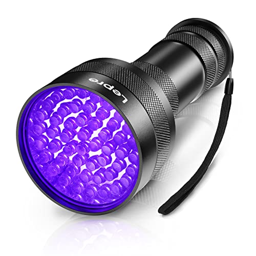 Lepro UV Torch, 51 LED UV Light Torch, 395nm Ultraviolet Flashlight, Blacklight Detector for Pet Urine, Stain, Bed Bugs, Banknote and More Small