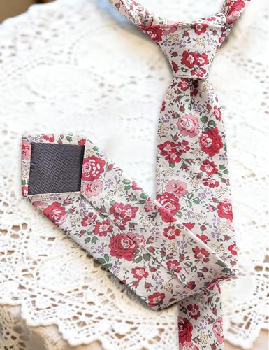 Image of Barry.Wang 100% Cotton Floral Ties for Men 63 inch Extra Long Necktie Clip | Fashion Cotton Printed Neckties,Wildflower 2.76 inch Ties Skinny,Gift Box,Groomsmen Wedding Engagement Graduation