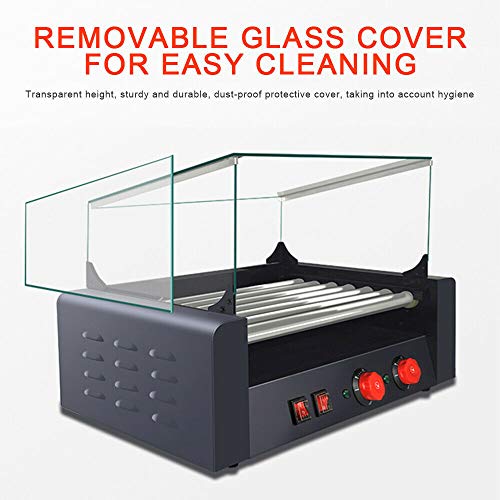 image for YiiYYaa Electric 18 Hot Dog 7 Roller Grill Cooker Machine with Cover 1