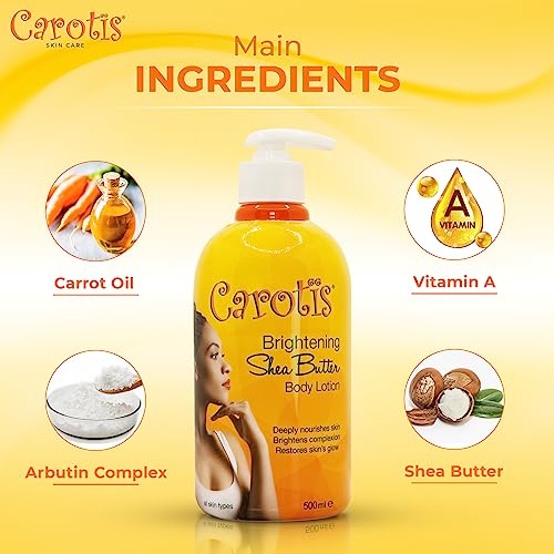 CAROTS, Skin Brightening Body Lotion 17.6 fl oz / 500ml Helps to Remove Dark Spots, with Shea Butter, Arbutin Complex and Vitamin A - Image 2