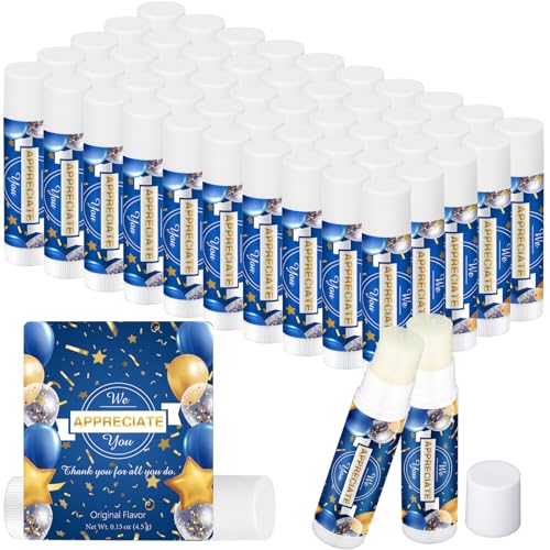 50 Pack Employee Appreciation Gifts Bulk Valentine Teacher Students Gifts Lip Balm Staff Team Coworker Appreciation Thank You Gift Moisturizing Lip Gloss for Women Men Teacher Staff(Appreciate)