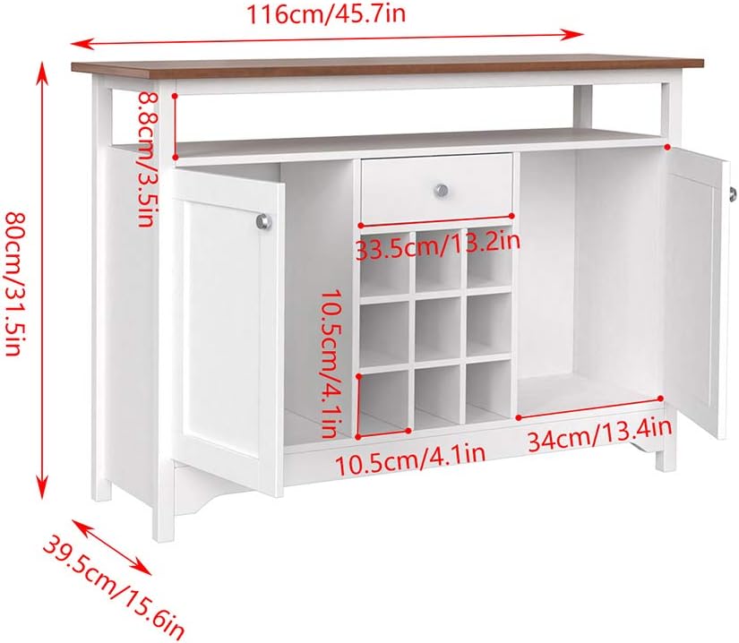 Buy Large Storage Sideboard with Wine Rack, Kitchen Wine