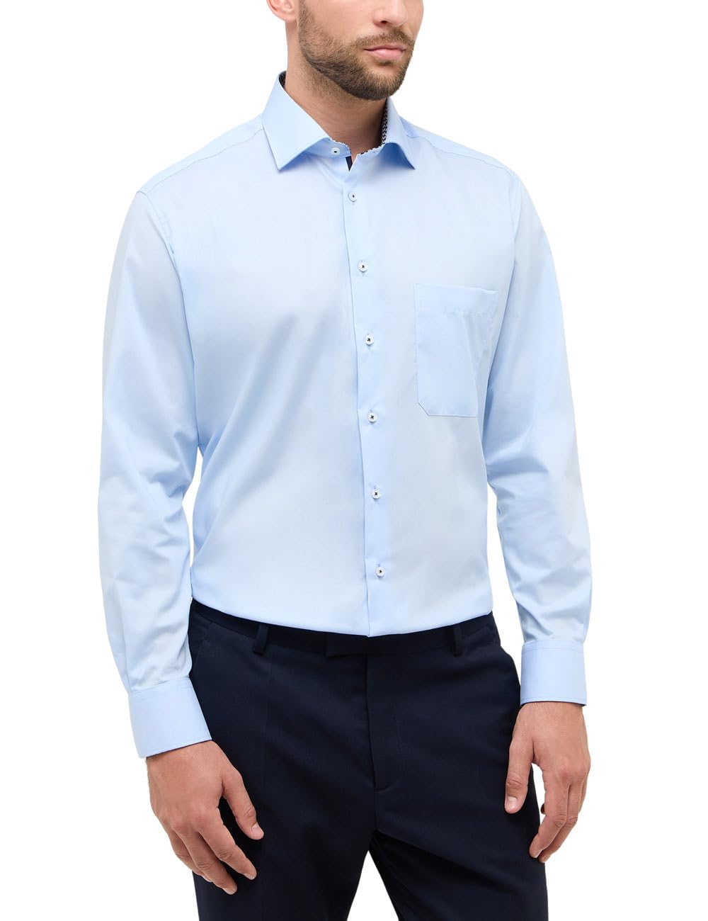 ETERNA Langarm Hemd COMFORT FIT Pinpoint unifarben mit Classic Kent Kragen
