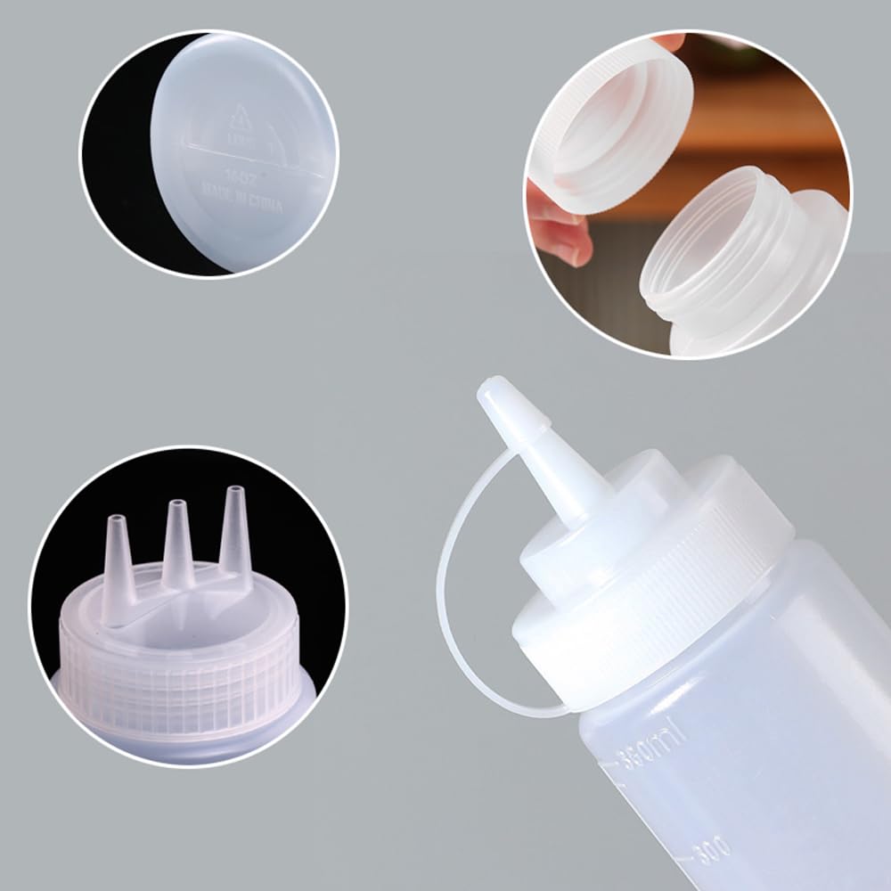 50 bottiglie vuote in plastica con spruzzi, dispenser per salse, condimenti, per cucina, olio, barbecue, pomodori, insalata, condimenti, con foro singolo e tre fori, contenitori ricaricabili (1000 ml)