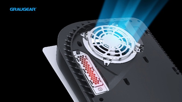 Image of GRAUGEAR Cooling & Dust Protection Upgrade for PS5 Original, PS5 M.2 SSD Heatsink Cover with Fan Dust Filter and Port Plugs, Prevent Overheating and Dust Buildup (PS5)