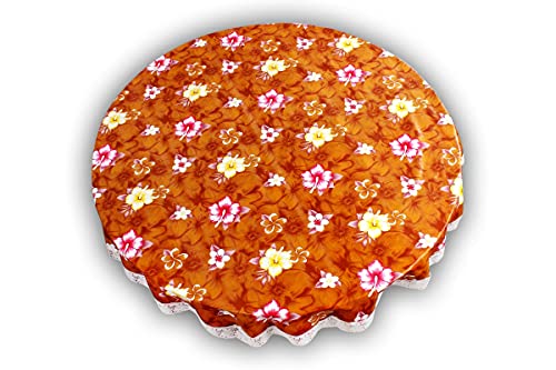 Image of The Furnishing Tree Round Shape 8 Seater Table Cover WxL 90x90 inches with White Border lace