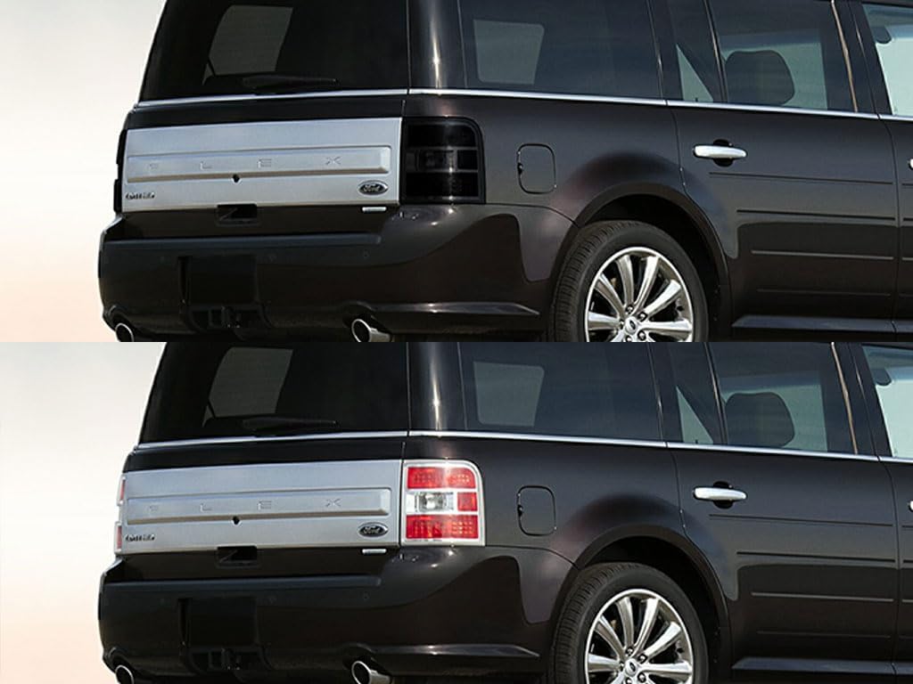 Rvinyl Tail Light Pre Cut Film Tint Cover Kit in Smoke Compatible with Ford Flex 2013-2019 - Adhesive Backs
