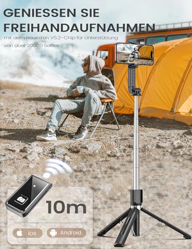 ANXRE Selfie Stick Halter mit FernauslöSer, 360° Drehbarer Tragbar 106cm Handystativhalter Stativbeine Compatible with iPhone Samsung Android Smartphone 5