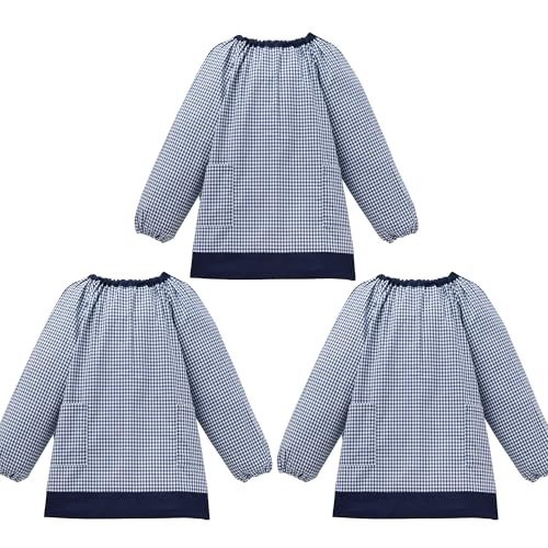 COLORFUL CANDY STYLE スモック(100-110cm) チェック大・紺 3枚セット 男の子 かっこいい 子供用 長袖スモック 幼稚園 エプロン 小学生 用 子供 用 書道 美術 おしゃれ スモック N1163713