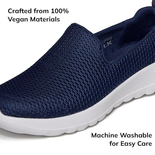 Skechers Women's Go Walk Joy Sneaker – 5GEN Cushioning, Air-Cooled GOGA Mat, Breathable Mesh Upper, Navy/White, 5