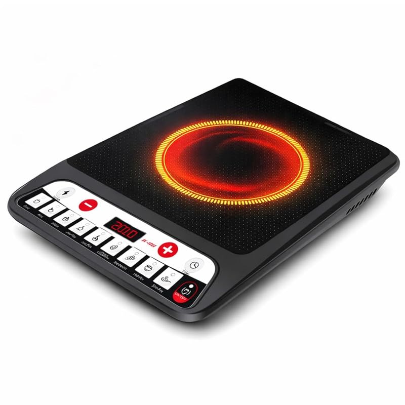 Image of Drumstone (𝟐𝟎 𝐘𝐞𝐚𝐫𝐬 𝐰𝐚𝐫𝐫𝐚𝐧𝐭𝐲) Induction Cooktop 2000W Digital Infrared Cooker with Touch Control, Portable Electric Glass Stove, Fast Heating, 8 Preset Menus