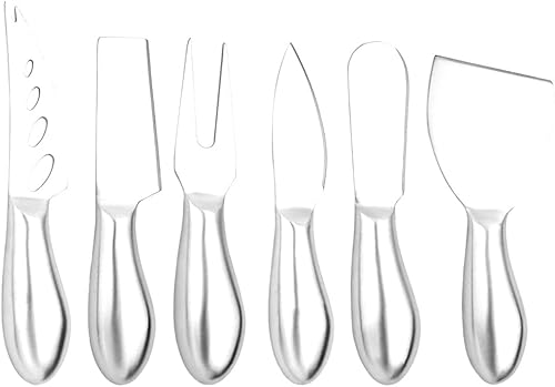 Miniatura 8 de Puzhler - Juego de 6 cuchillos de queso de grado alimenticio, mango de acero inoxidable, juego de cuchillos de queso para queso, pizza, accesorios