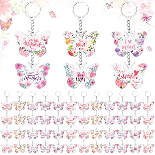 Kigeli 48 Pcs Happy Mother's Day Keychain Floral Best Mom