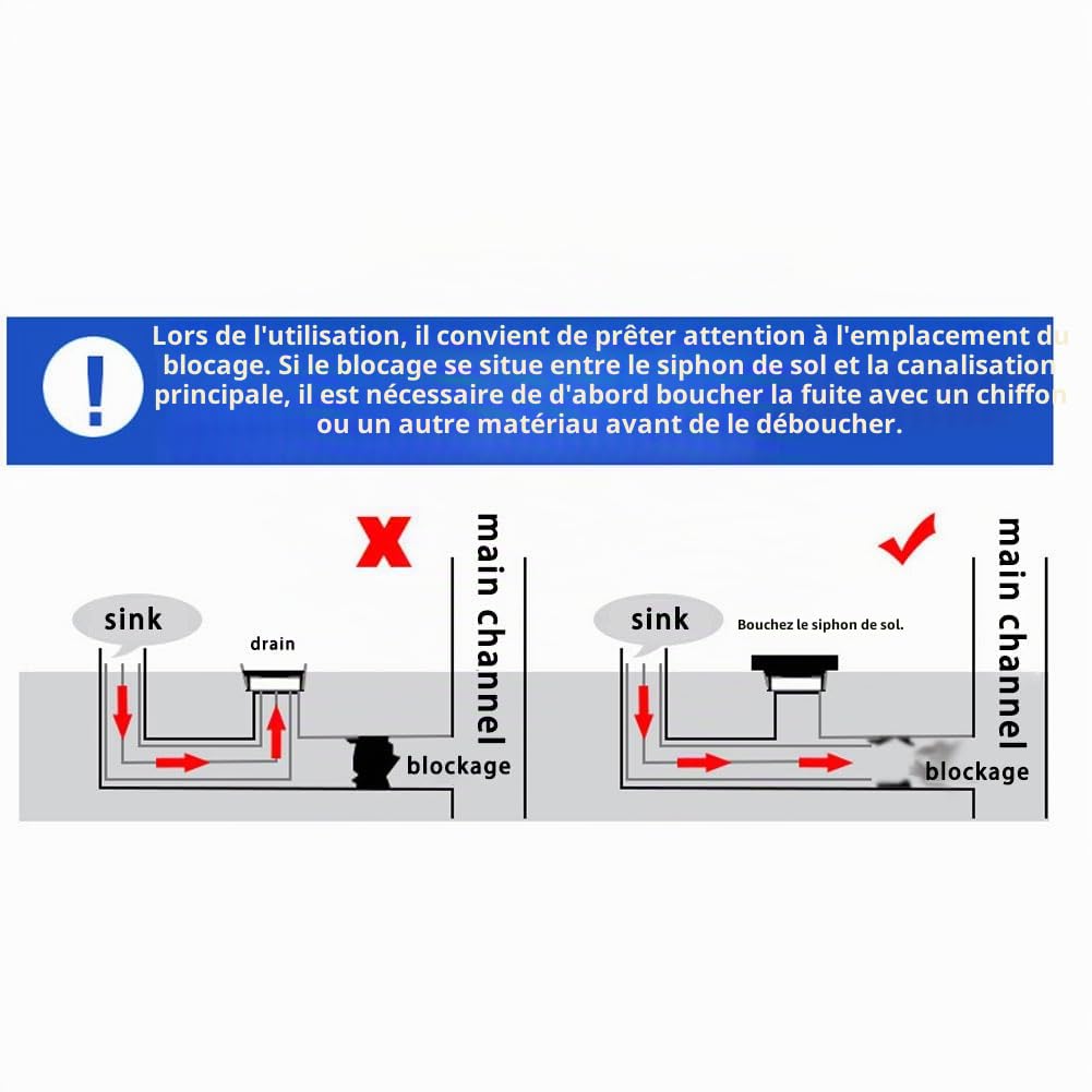 Déboucheur de Toilette Haute Pression en Un Coup, Plongeur pour Tuyau de Toilette, Nettoyage de Toilette Haute Pression en Un Coup, Déboucheur Haute Pression pour Évier, Salle de Bain, Cuisine